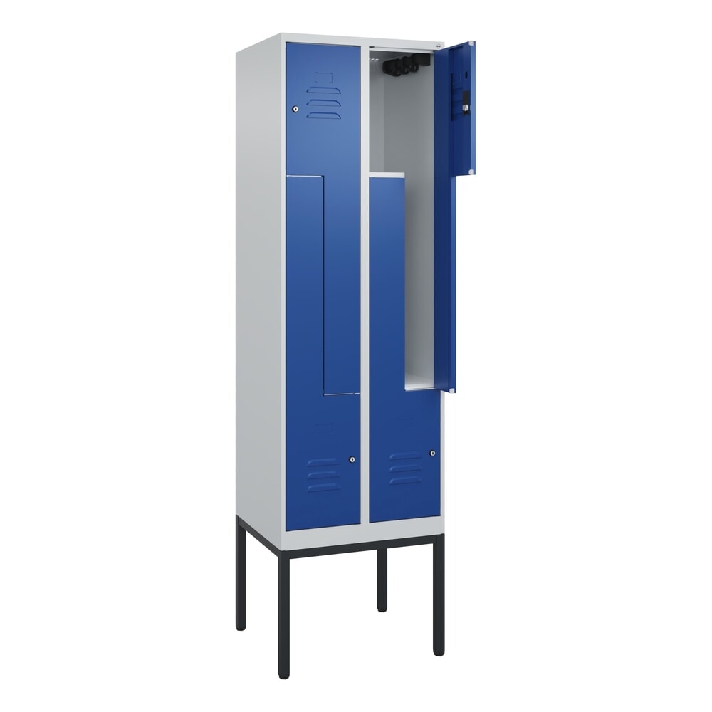 C+P Z-Spind Classic PLUS, Gestell, 4 Abteile, HxBxT 2.120 x 600 x 500 mm, lichtgrau, enzianblau, Zylinderschloss Produktabbildung: C+P Z-Spind Classic PLUS, Gestell, 4 Abteile, HxBxT 2.120 x 600 x 500 mm, lichtgrau, enzianblau, Zylinderschloss