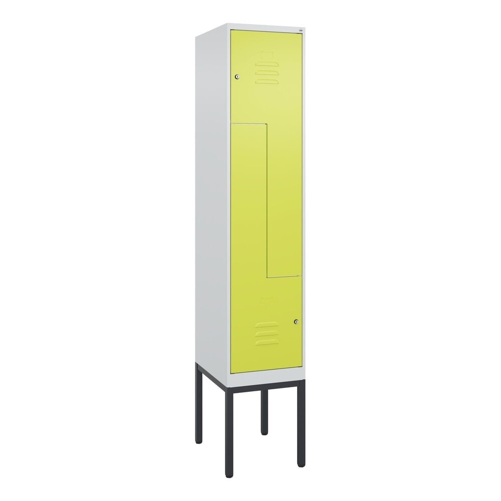 Produktabbildung Nr. 9: C+P Z-Spind Classic PLUS, Gestell, 2 Abteile, HxBxT 2.120 x 400 x 500 mm, lichtgrau, clowngrün, Zylinderschloss
