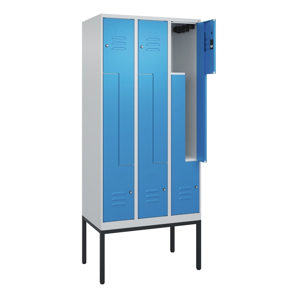 C+P Z-Spind Classic PLUS, Gestell, 6 Abteile, HxBxT 2.120 x 900 x 500 mm, lichtgrau, lichtblau, Zylinderschloss Produktabbildung: C+P Z-Spind Classic PLUS, Gestell, 6 Abteile, HxBxT 2.120 x 900 x 500 mm, lichtgrau, lichtblau, Zylinderschloss