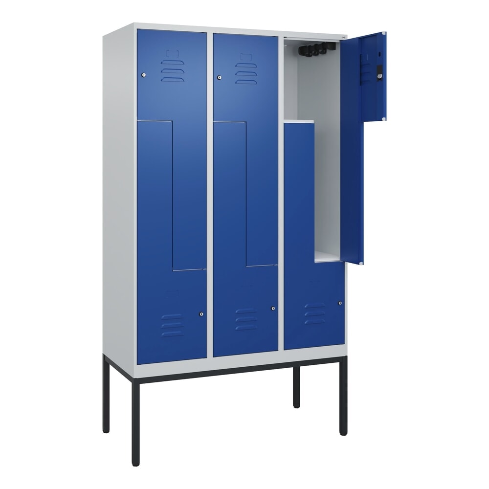 C+P Z-Spind Classic PLUS, Gestell, 6 Abteile, HxBxT 2.120 x 1.200 x 500 mm, lichtgrau, enzianblau, Zylinderschloss Produktabbildung: C+P Z-Spind Classic PLUS, Gestell, 6 Abteile, HxBxT 2.120 x 1.200 x 500 mm, lichtgrau, enzianblau, Zylinderschloss
