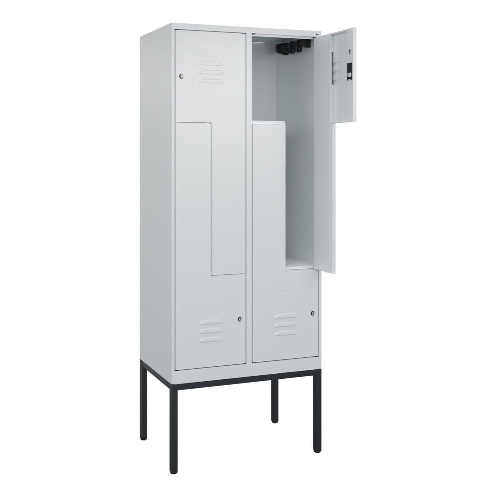 C+P Z-Spind Classic PLUS, Gestell, 4 Abteile, HxBxT 2.120 x 800 x 500 mm, lichtgrau, lichtgrau, Zylinderschloss Produktabbildung: C+P Z-Spind Classic PLUS, Gestell, 4 Abteile, HxBxT 2.120 x 800 x 500 mm, lichtgrau, lichtgrau, Zylinderschloss