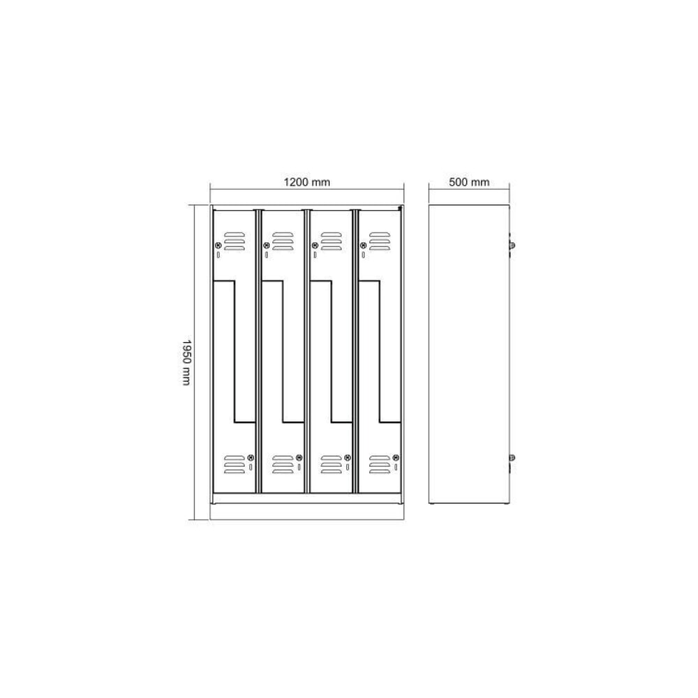 Produktabbildung Nr. 8: C+P Z-Spind Classic PLUS, Sockel, 8 Abteile, HxBxT 1.950 x 1.200 x 500 mm, lichtgrau, enzianblau, für Vorhängeschloss