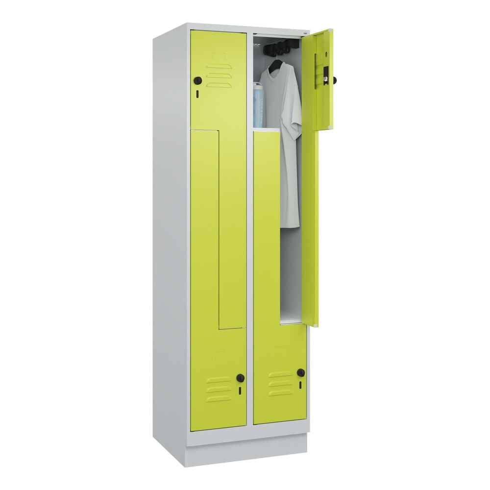 Produktabbildung Nr. 10: C+P Z-Spind Classic PLUS, Sockel, 4 Abteile, HxBxT 1.950 x 600 x 500 mm, lichtgrau, clowngrün, für Vorhängeschloss