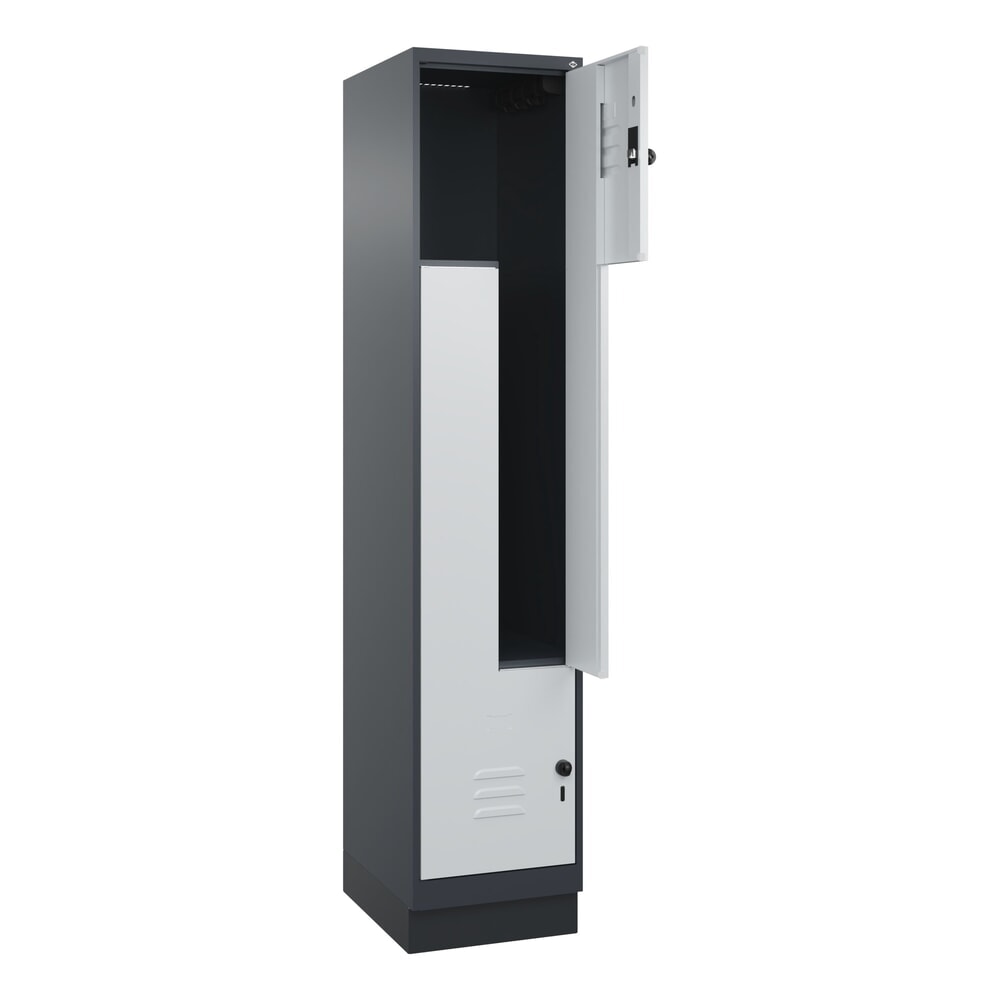 C+P Z-Spind Classic PLUS, Sockel, 2 Abteile, HxBxT 1.950 x 400 x 500 mm, anthrazitgrau, lichtgrau, für Vorhängeschloss Produktabbildung Nr. 1: C+P Z-Spind Classic PLUS, Sockel, 2 Abteile, HxBxT 1.950 x 400 x 500 mm, anthrazitgrau, lichtgrau, für Vorhängeschloss
