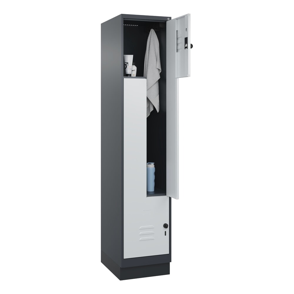 C+P Z-Spind Classic PLUS, Sockel, 2 Abteile, HxBxT 1.950 x 400 x 500 mm, anthrazitgrau, lichtgrau, für Vorhängeschloss Produktabbildung Nr. 10: C+P Z-Spind Classic PLUS, Sockel, 2 Abteile, HxBxT 1.950 x 400 x 500 mm, anthrazitgrau, lichtgrau, für Vorhängeschloss