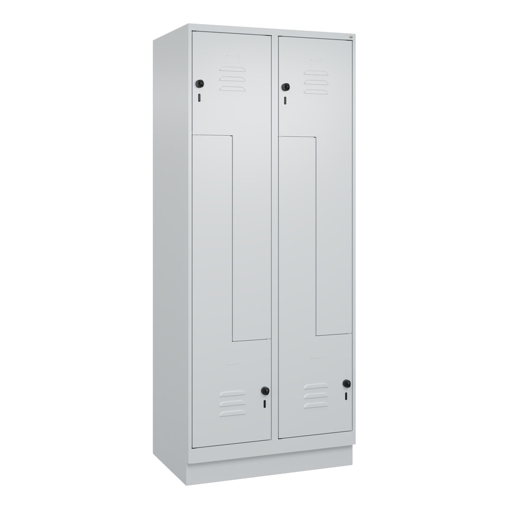 Produktabbildung Nr. 9: C+P Z-Spind Classic PLUS, Sockel, 4 Abteile, HxBxT 1.950 x 800 x 500 mm, lichtgrau, lichtgrau, für Vorhängeschloss