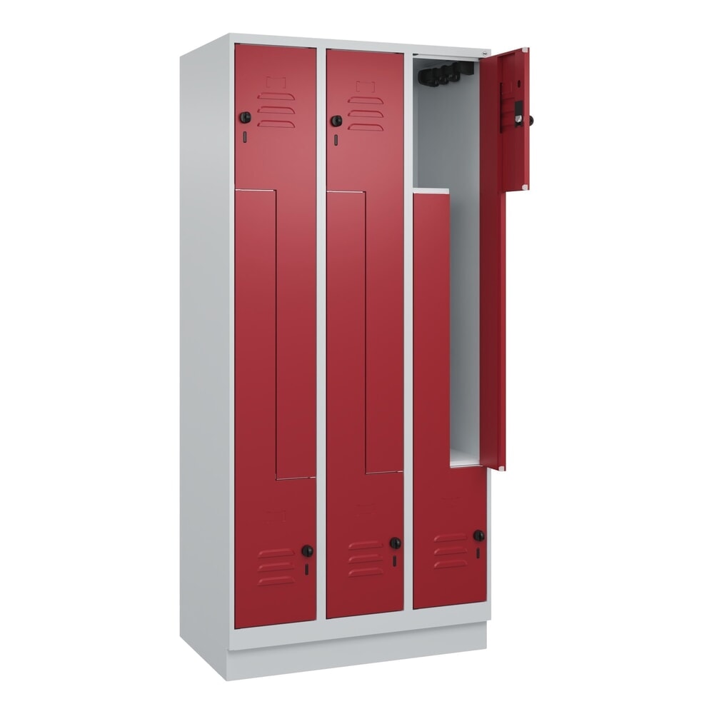 C+P Z-Spind Classic PLUS, Sockel, 6 Abteile, HxBxT 1.950 x 900 x 500 mm, lichtgrau, rubinrot, für Vorhängeschloss Produktabbildung: C+P Z-Spind Classic PLUS, Sockel, 6 Abteile, HxBxT 1.950 x 900 x 500 mm, lichtgrau, rubinrot, für Vorhängeschloss