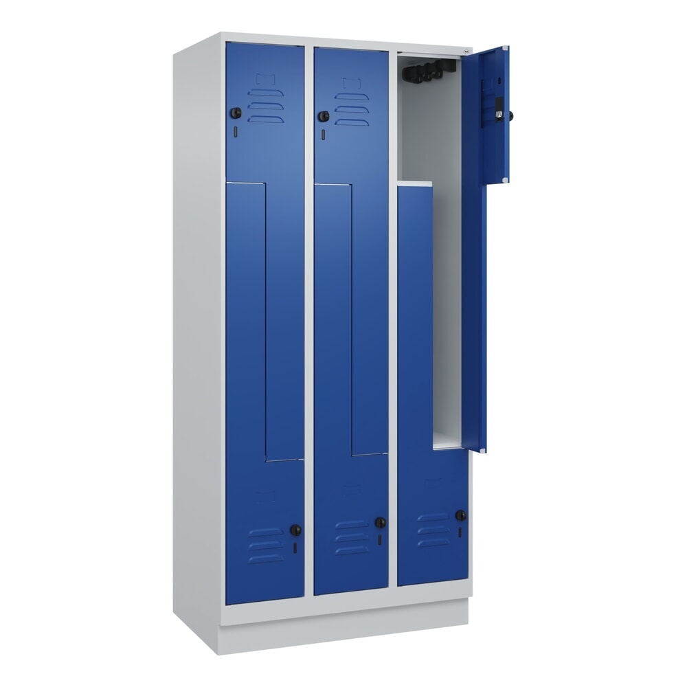C+P Z-Spind Classic PLUS, Sockel, 6 Abteile, HxBxT 1.950 x 900 x 500 mm, lichtgrau, enzianblau, für Vorhängeschloss Produktabbildung: C+P Z-Spind Classic PLUS, Sockel, 6 Abteile, HxBxT 1.950 x 900 x 500 mm, lichtgrau, enzianblau, für Vorhängeschloss