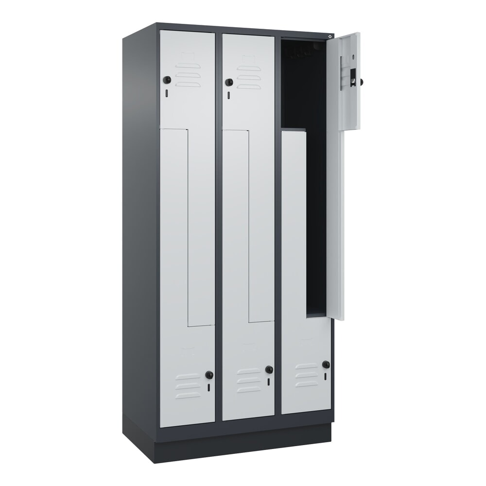 Produktabbildung: C+P Z-Spind Classic PLUS, Sockel, 6 Abteile, HxBxT 1.950 x 900 x 500 mm, anthrazitgrau, lichtgrau, für Vorhängeschloss