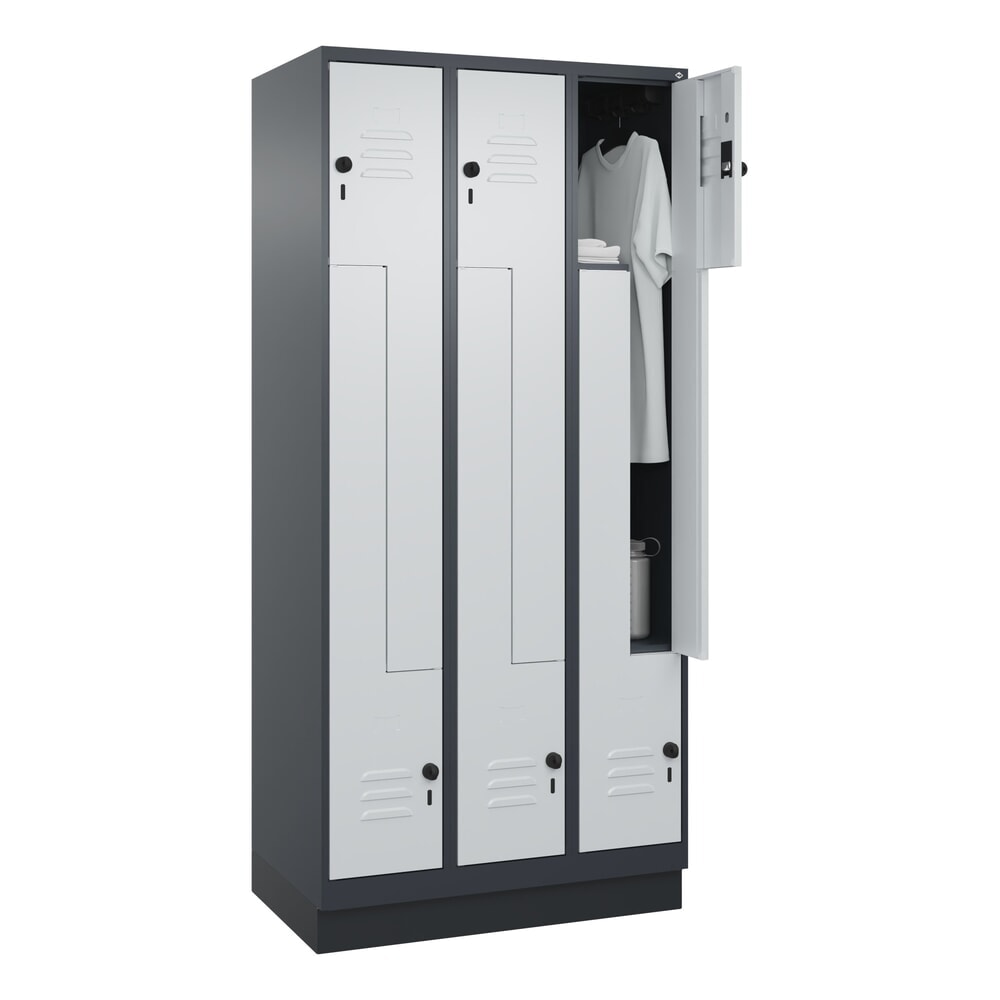 Produktabbildung Nr. 10: C+P Z-Spind Classic PLUS, Sockel, 6 Abteile, HxBxT 1.950 x 900 x 500 mm, anthrazitgrau, lichtgrau, für Vorhängeschloss
