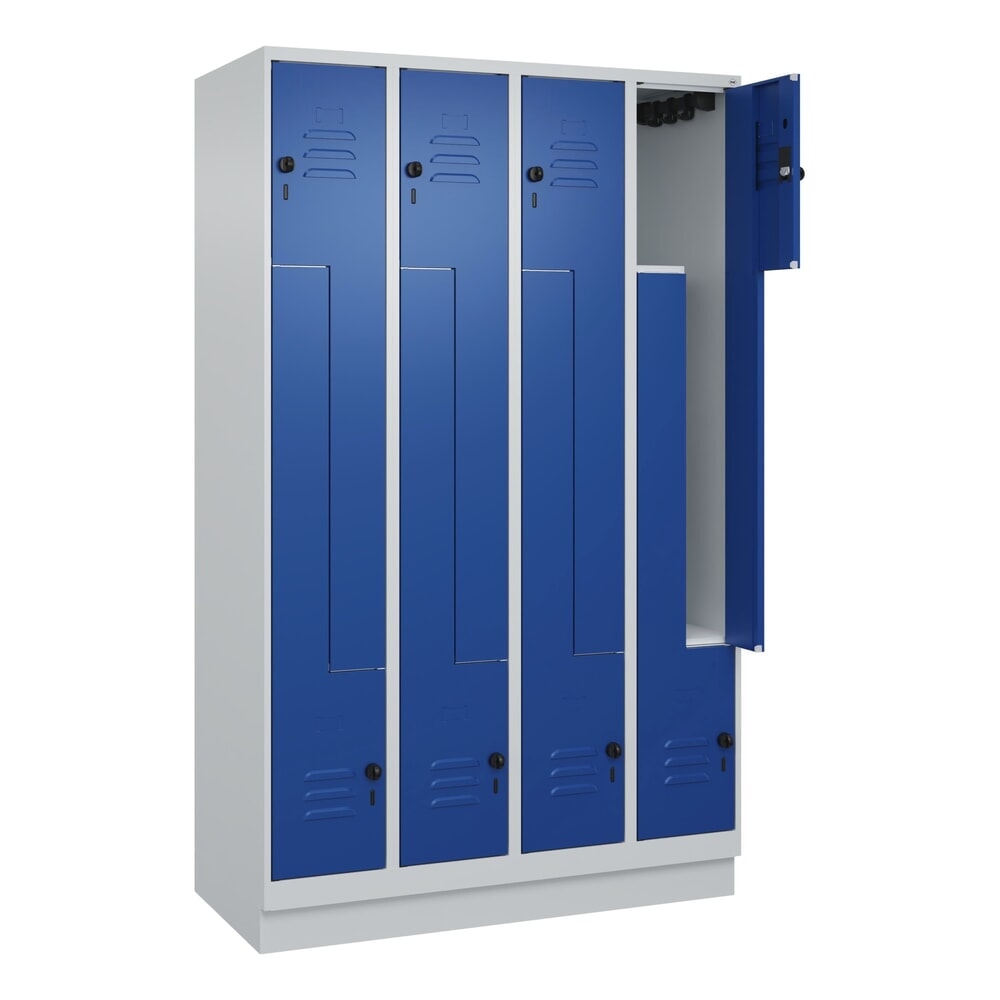 C+P Z-Spind Classic PLUS, Sockel, 8 Abteile, HxBxT 1.950 x 1.200 x 500 mm, lichtgrau, enzianblau, für Vorhängeschloss Produktabbildung: C+P Z-Spind Classic PLUS, Sockel, 8 Abteile, HxBxT 1.950 x 1.200 x 500 mm, lichtgrau, enzianblau, für Vorhängeschloss