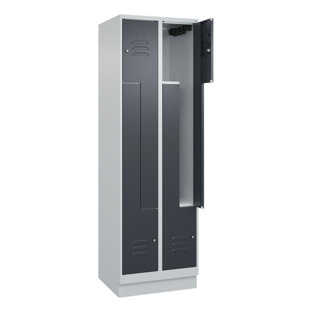 Produktabbildung: C+P Z-Spind Classic PLUS, Sockel, 4 Abteile, HxBxT 1.950 x 600 x 500 mm, lichtgrau, anthrazitgrau, Zylinderschloss