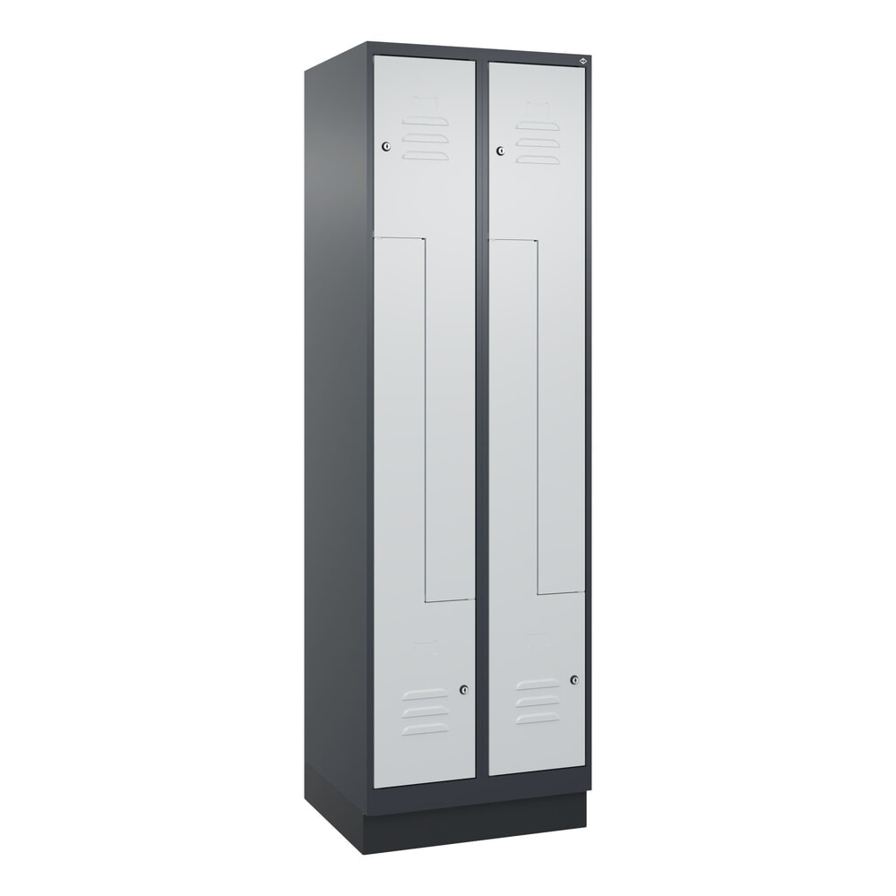 Produktabbildung Nr. 9: C+P Z-Spind Classic PLUS, Sockel, 4 Abteile, HxBxT 1.950 x 600 x 500 mm, anthrazitgrau, lichtgrau, Zylinderschloss