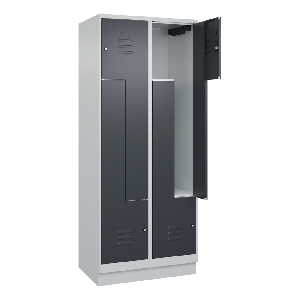 Produktabbildung: C+P Z-Spind Classic PLUS, Sockel, 4 Abteile, HxBxT 1.950 x 800 x 500 mm, lichtgrau, anthrazitgrau, Zylinderschloss