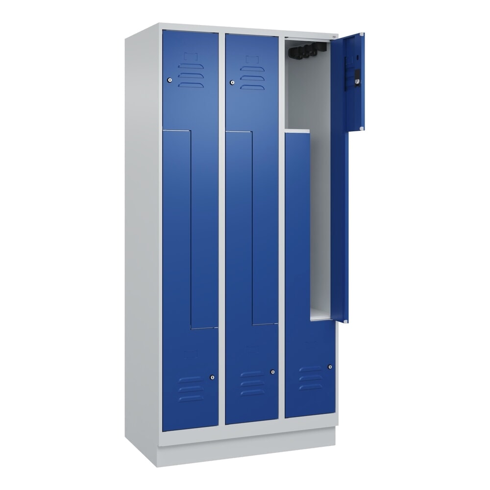 Produktabbildung: C+P Z-Spind Classic PLUS, Sockel, 6 Abteile, HxBxT 1.950 x 900 x 500 mm, lichtgrau, enzianblau, Zylinderschloss