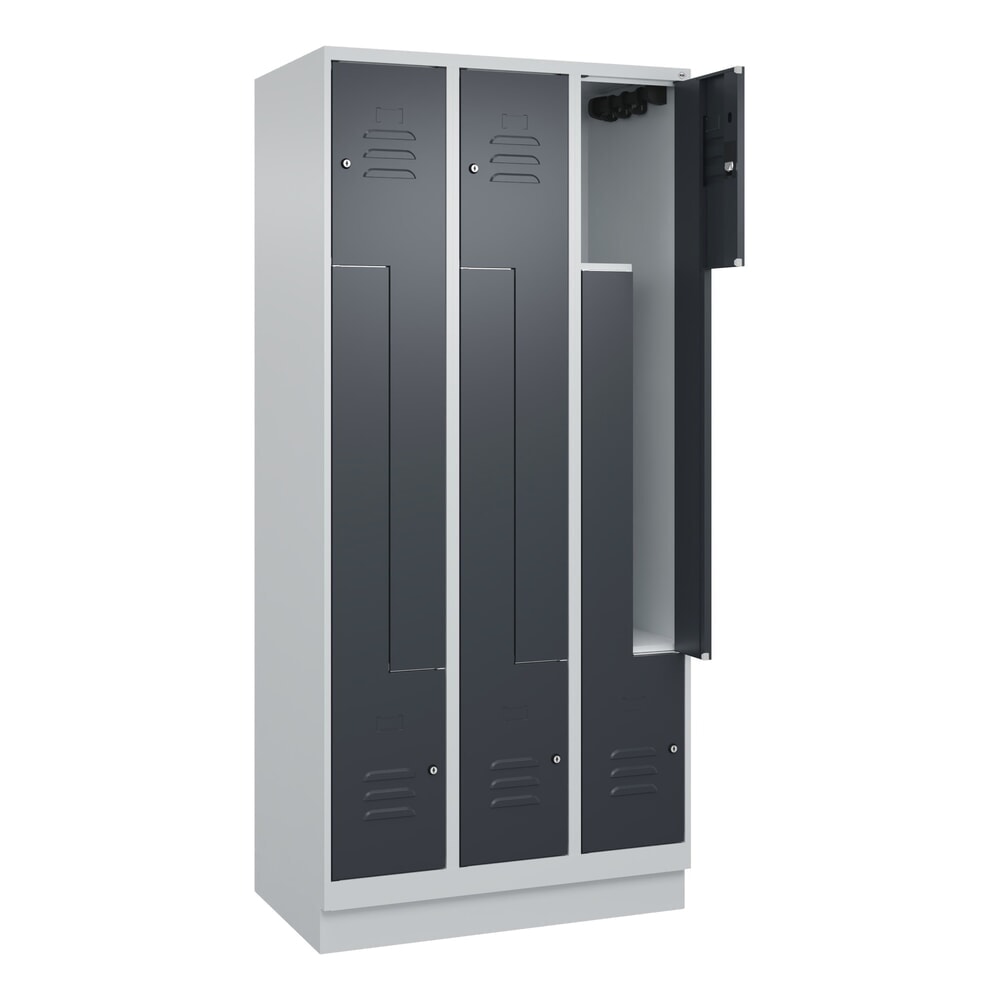 Produktabbildung: C+P Z-Spind Classic PLUS, Sockel, 6 Abteile, HxBxT 1.950 x 900 x 500 mm, lichtgrau, anthrazitgrau, Zylinderschloss