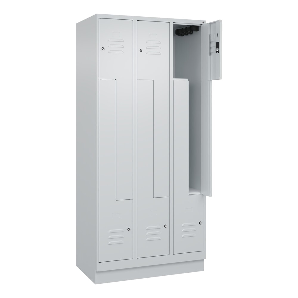 Produktabbildung: C+P Z-Spind Classic PLUS, Sockel, 6 Abteile, HxBxT 1.950 x 900 x 500 mm, lichtgrau, lichtgrau, Zylinderschloss