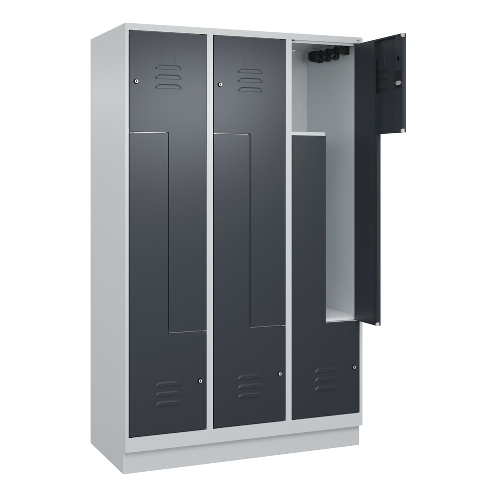 Produktabbildung: C+P Z-Spind Classic PLUS, Sockel, 6 Abteile, HxBxT 1.950 x 1.200 x 500 mm, lichtgrau, anthrazitgrau, Zylinderschloss