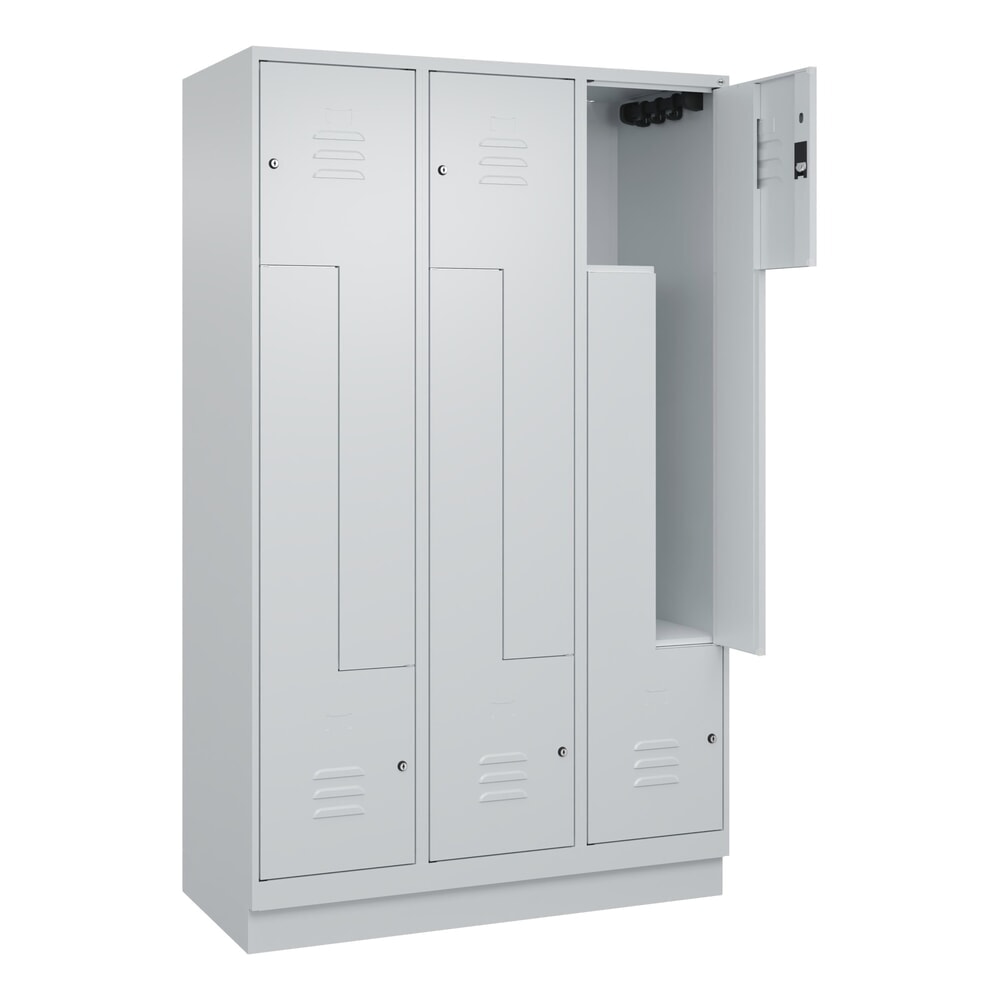 Produktabbildung: C+P Z-Spind Classic PLUS, Sockel, 6 Abteile, HxBxT 1.950 x 1.200 x 500 mm, lichtgrau, lichtgrau, Zylinderschloss