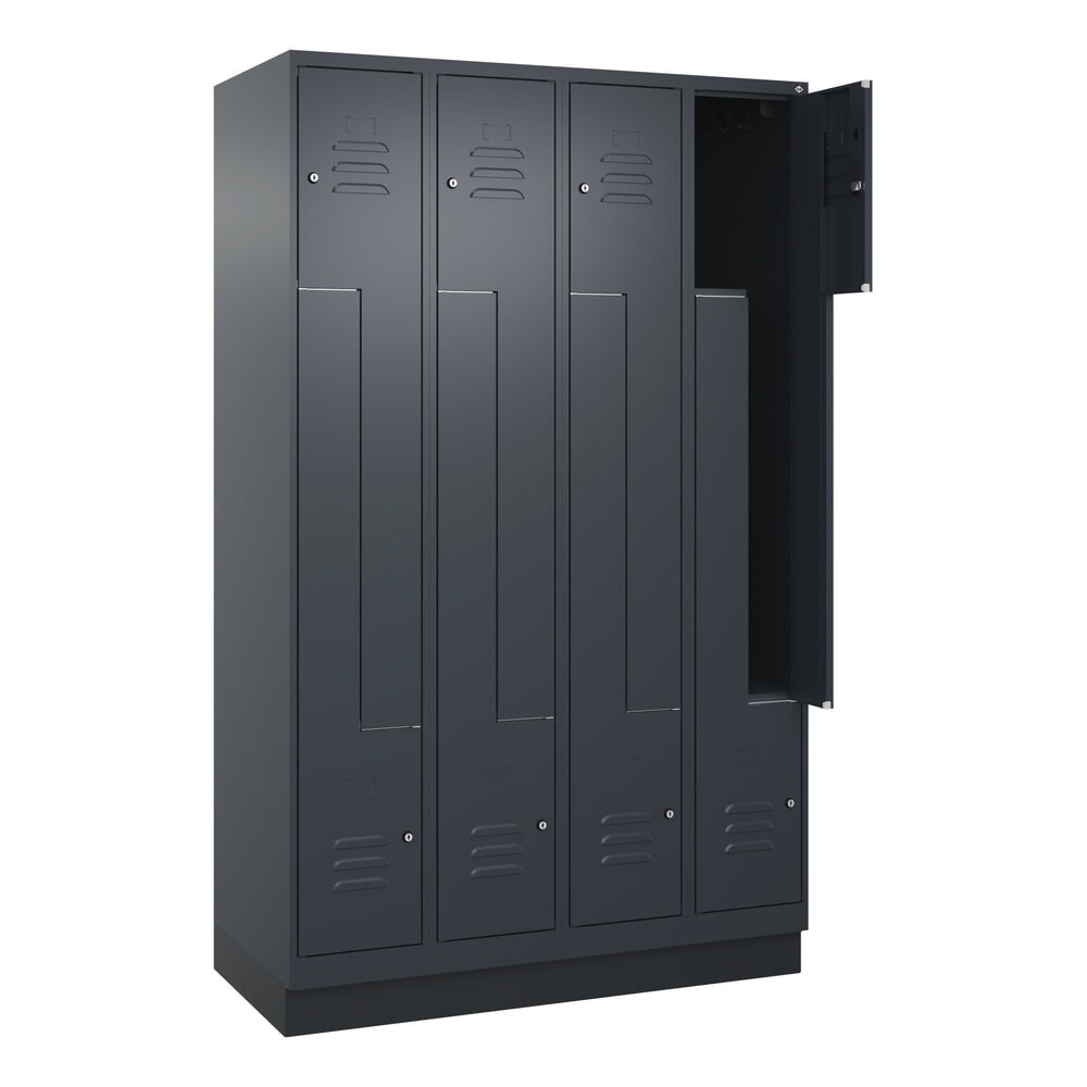 Produktabbildung: C+P Z-Spind Classic PLUS, Sockel, 8 Abteile, HxBxT 1.950 x 1.200 x 500 mm, anthrazitgrau, anthrazitgrau, Zylinderschloss