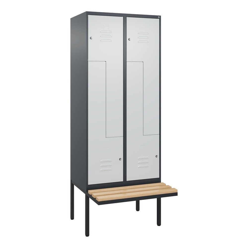 C+P Z-Spind Classic PLUS, 4 Abteile, HxBxT 2.120 x 800 x 815 mm, Zylinderschloss, auskragende Bank aus Buche, anthrazitgrau, lichtgrau Produktabbildung Nr. 9: C+P Z-Spind Classic PLUS, 4 Abteile, HxBxT 2.120 x 800 x 815 mm, Zylinderschloss, auskragende Bank aus Buche, anthrazitgrau, lichtgrau