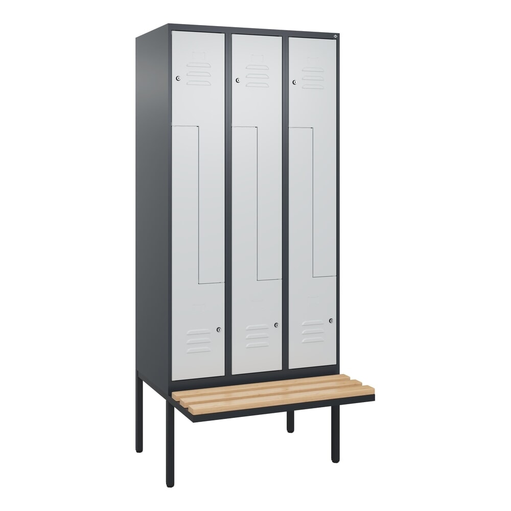 C+P Z-Spind Classic PLUS, 6 Abteile, HxBxT 2.120 x 900 x 815 mm, Zylinderschloss, auskragende Bank aus Buche, anthrazitgrau, lichtgrau Produktabbildung Nr. 9: C+P Z-Spind Classic PLUS, 6 Abteile, HxBxT 2.120 x 900 x 815 mm, Zylinderschloss, auskragende Bank aus Buche, anthrazitgrau, lichtgrau