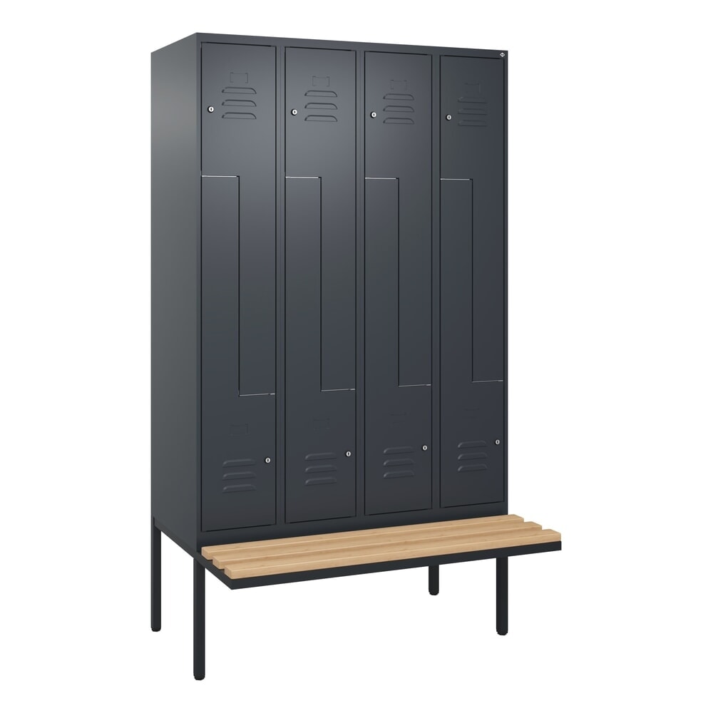 Produktabbildung Nr. 9: C+P Z-Spind Classic PLUS, 8 Abteile, HxBxT 2.120 x 1.200 x 815 mm, Zylinderschloss, auskragende Bank aus Buche, anthrazitgrau, anthrazitgrau