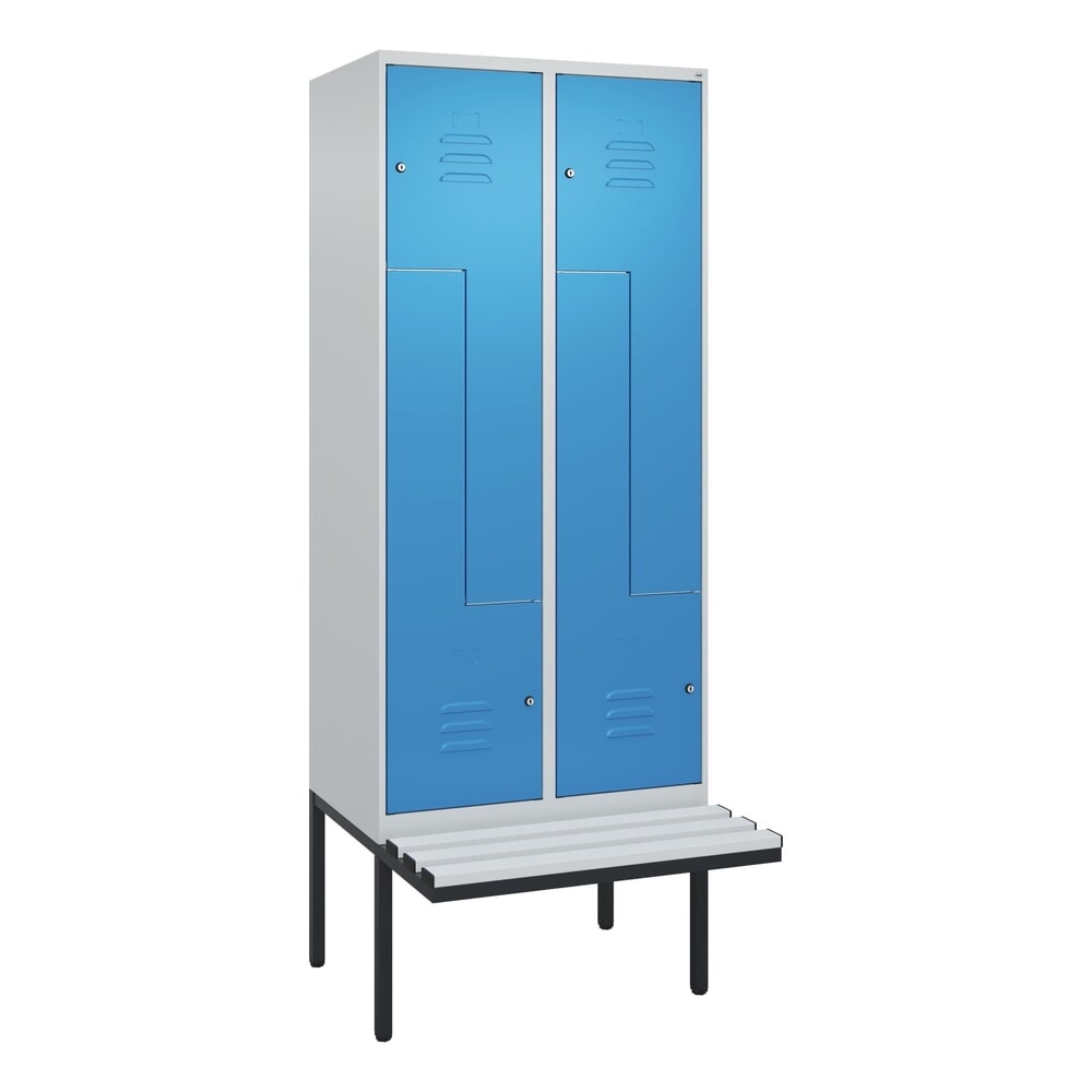 C+P Z-Spind Classic PLUS, 4 Abteile, HxBxT 2.120 x 800 x 815 mm, Zylinderschloss, auskragende Bank aus Kunststoff, lichtgrau, lichtblau Produktabbildung Nr. 9: C+P Z-Spind Classic PLUS, 4 Abteile, HxBxT 2.120 x 800 x 815 mm, Zylinderschloss, auskragende Bank aus Kunststoff, lichtgrau, lichtblau