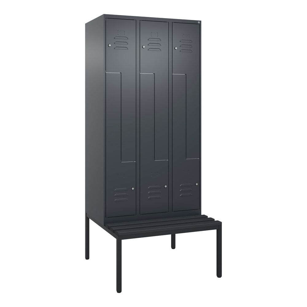 Produktabbildung Nr. 9: C+P Z-Spind Classic PLUS, 6 Abteile, HxBxT 2.120 x 900 x 815 mm, Zylinderschloss, untergebaute Bank aus Kunststoff, anthrazitgrau, anthrazitgrau
