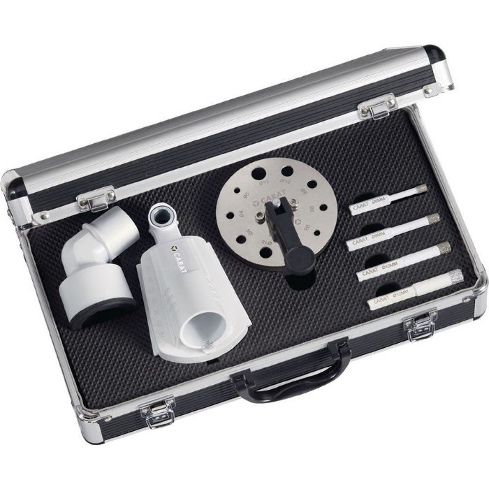 Produktabbildung: CARAT Fliesenbohrerset D.6,8,10 12mm m.Staubabsaugung u.Zentrierhilfe