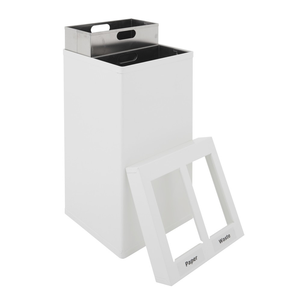 Produktabbildung Nr. 2: CARRO Mix Abfallbehälter, aus Aluminium, 2x52,5 Liter, weiß