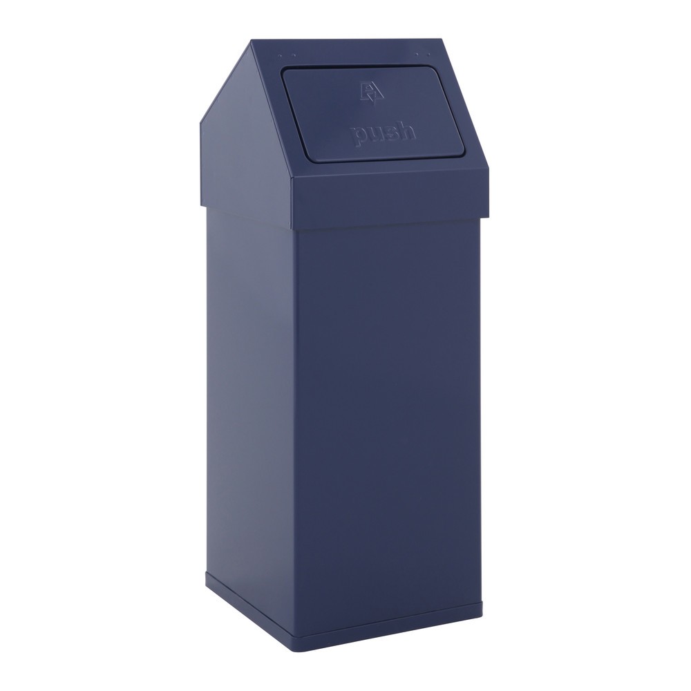 Produktabbildung: CARRO Push Abfallbehälter, 55 Liter, aus Aluminium, blau