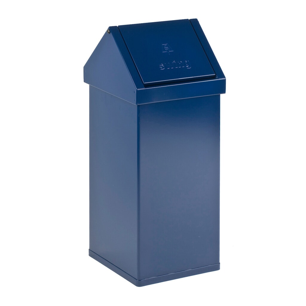 CARRO Swing Abfallbehälter, 55 Liter, aus Aluminium, blau Produktabbildung: CARRO Swing Abfallbehälter, 55 Liter, aus Aluminium, blau