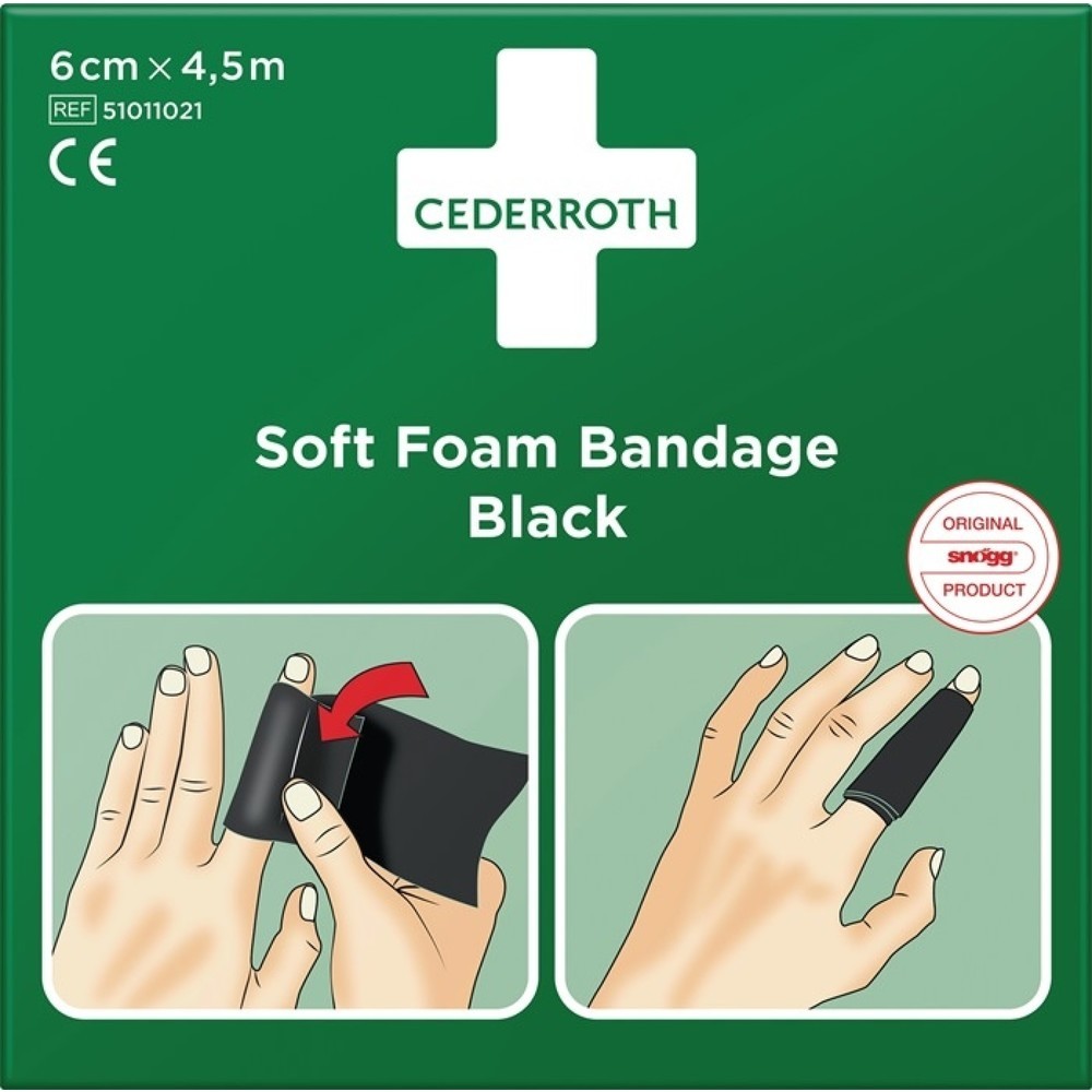 Produktabbildung: CEDERROTH Pflaster und Bandage Soft Foam, selbsthaftend elastisch, schwarz, Rolle 6 cm x 4,5 m