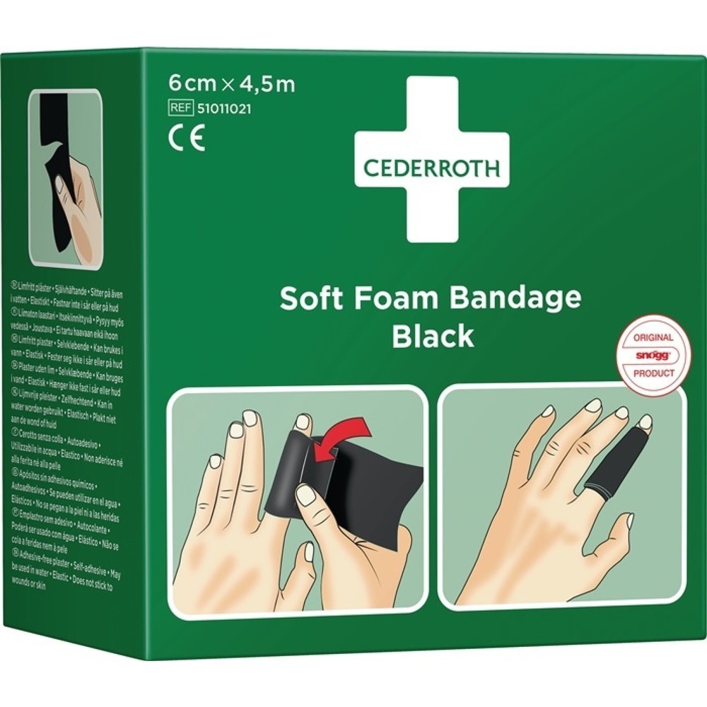Produktabbildung Nr. 2: CEDERROTH Pflaster und Bandage Soft Foam, selbsthaftend elastisch, schwarz, Rolle 6 cm x 4,5 m