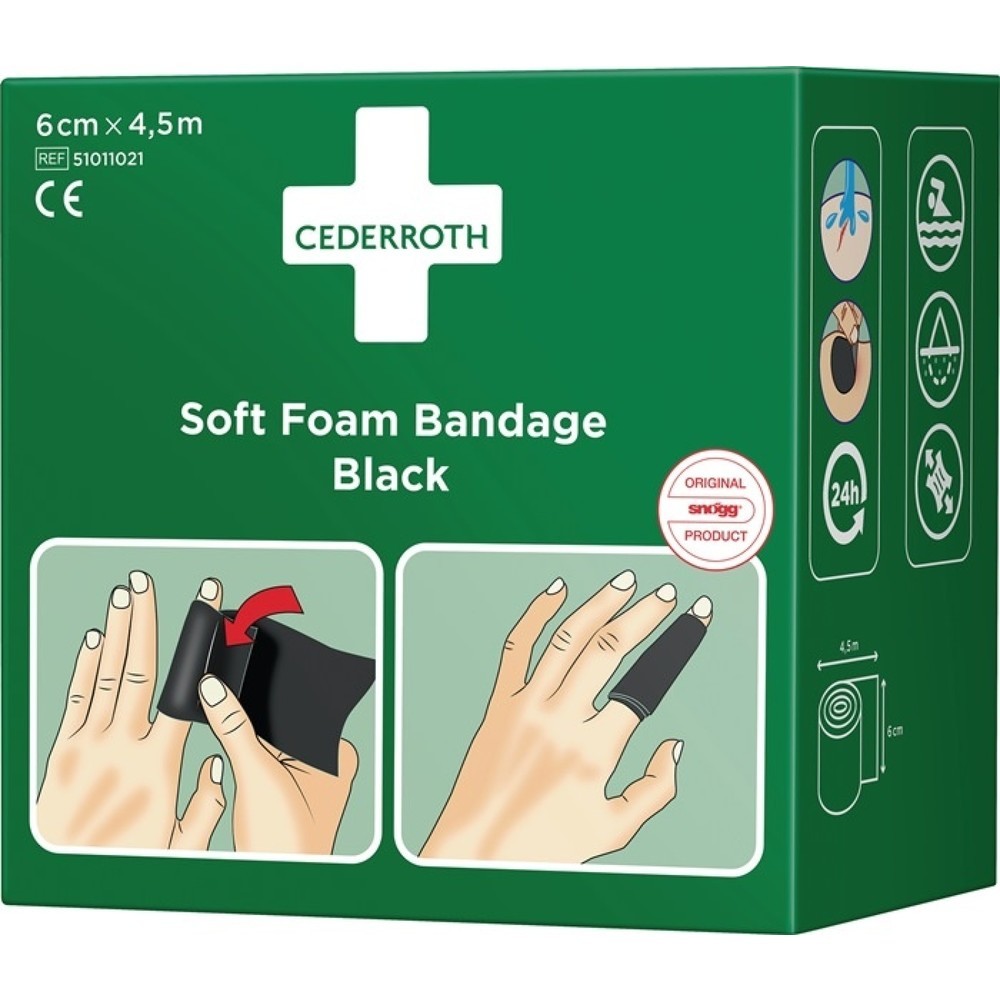 Produktabbildung Nr. 3: CEDERROTH Pflaster und Bandage Soft Foam, selbsthaftend elastisch, schwarz, Rolle 6 cm x 4,5 m