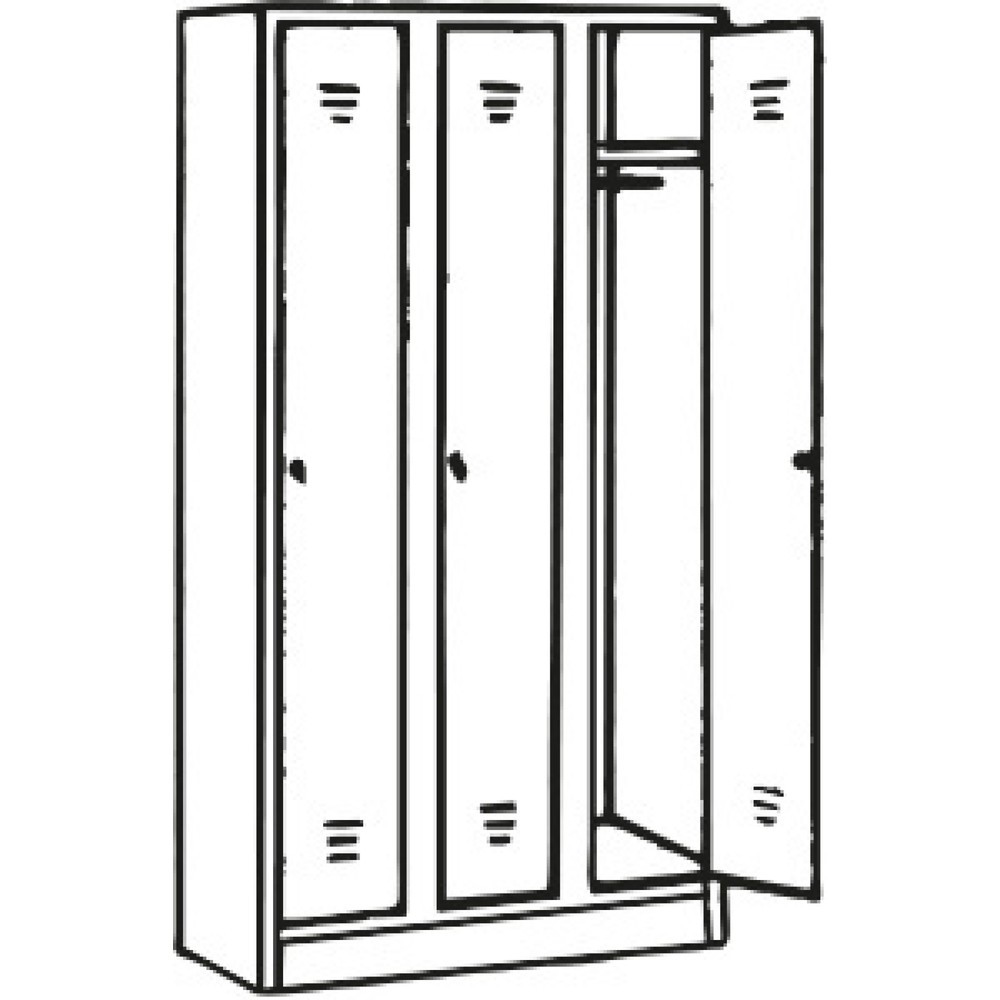 Produktabbildung Nr. 2: CEHA Kleiderspind mit Sockel HG-S-2, Drehriegelverschluss, 3 Abteile, lichtgrau