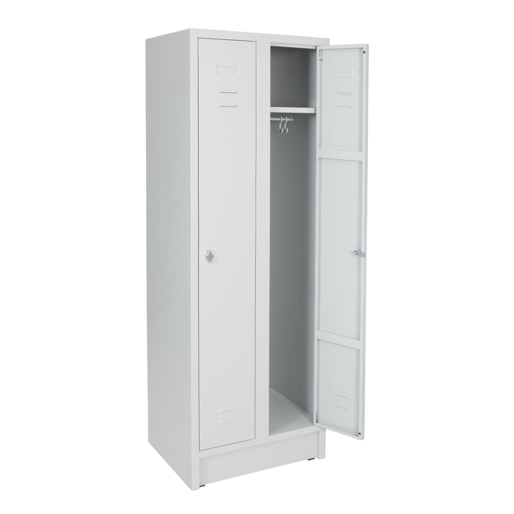 CEHA Kleiderspind mit Sitzbank HG-SB-1, Drehriegelverschluss, 2 Abteile, HxBxT 2.100 x 600 x 500 mm, lichtgrau Produktabbildung Nr. 1: CEHA Kleiderspind mit Sitzbank HG-SB-1, Drehriegelverschluss, 2 Abteile, HxBxT 2.100 x 600 x 500 mm, lichtgrau