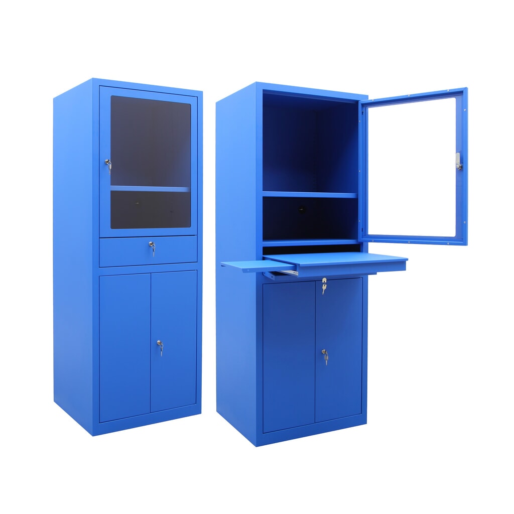 CEHA Mobiler Computerschrank HCS-1, HxBxT 1.750 x 650 x 550 mm, enzianblau Produktabbildung Nr. 2: CEHA Mobiler Computerschrank HCS-1, HxBxT 1.750 x 650 x 550 mm, enzianblau