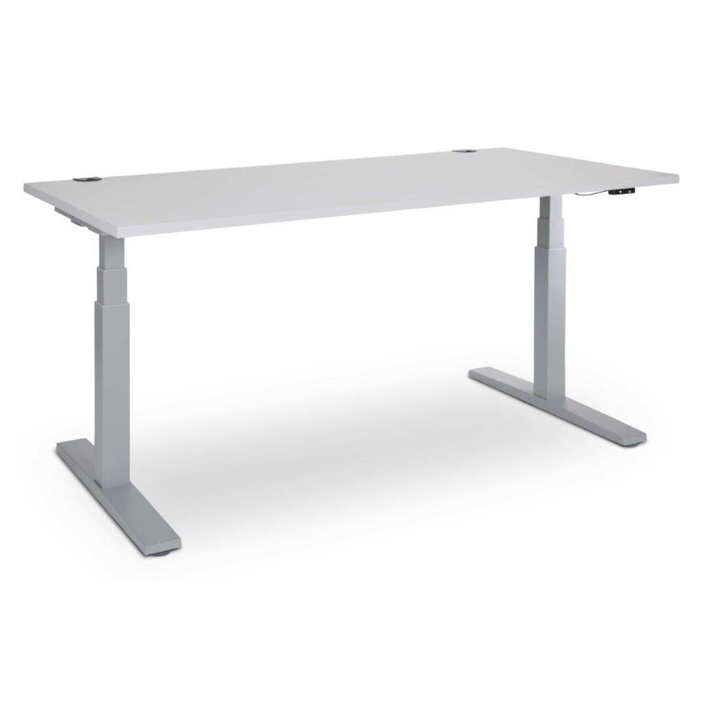 CEHA elektrisch höhenverstellbarer Schreibtisch, kratzfeste Oberfläche, HxBxT 610-1.250 x 1.600 x 800 mm, grau/weiß Produktabbildung: CEHA elektrisch höhenverstellbarer Schreibtisch, kratzfeste Oberfläche, HxBxT 610-1.250 x 1.600 x 800 mm, grau/weiß