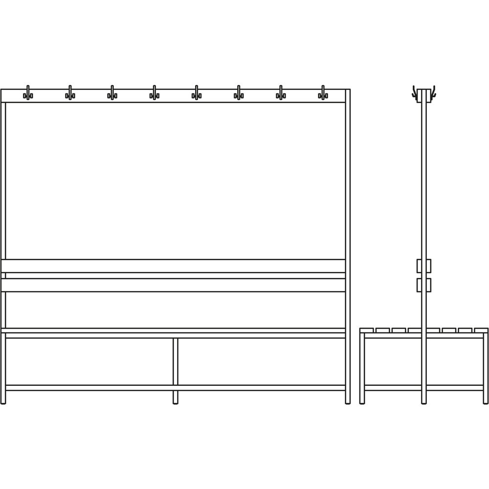 Produktabbildung Nr. 2: CEHA Umkleidesitzbank HUB-1, 2-seitig, mit Hakenleiste und Schuhrost, Länge 2.000 mm