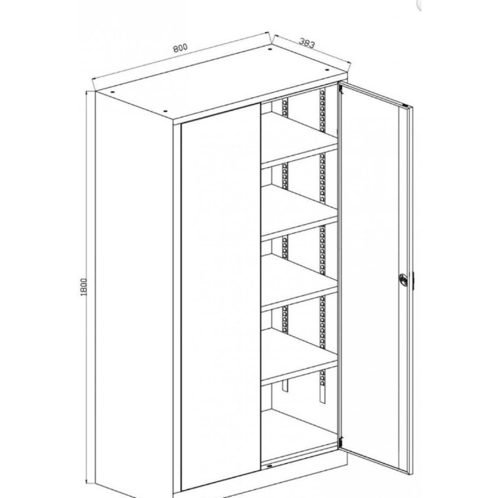Produktabbildung Nr. 2: CEHA Flügeltürenschrank HUS-1, Drehriegel-Zylinderschloss, 4,5 OH, HxBxT 1.800 x 800 x 380 mm, verzinkte Fachböden, lichtgrau/enzianblau