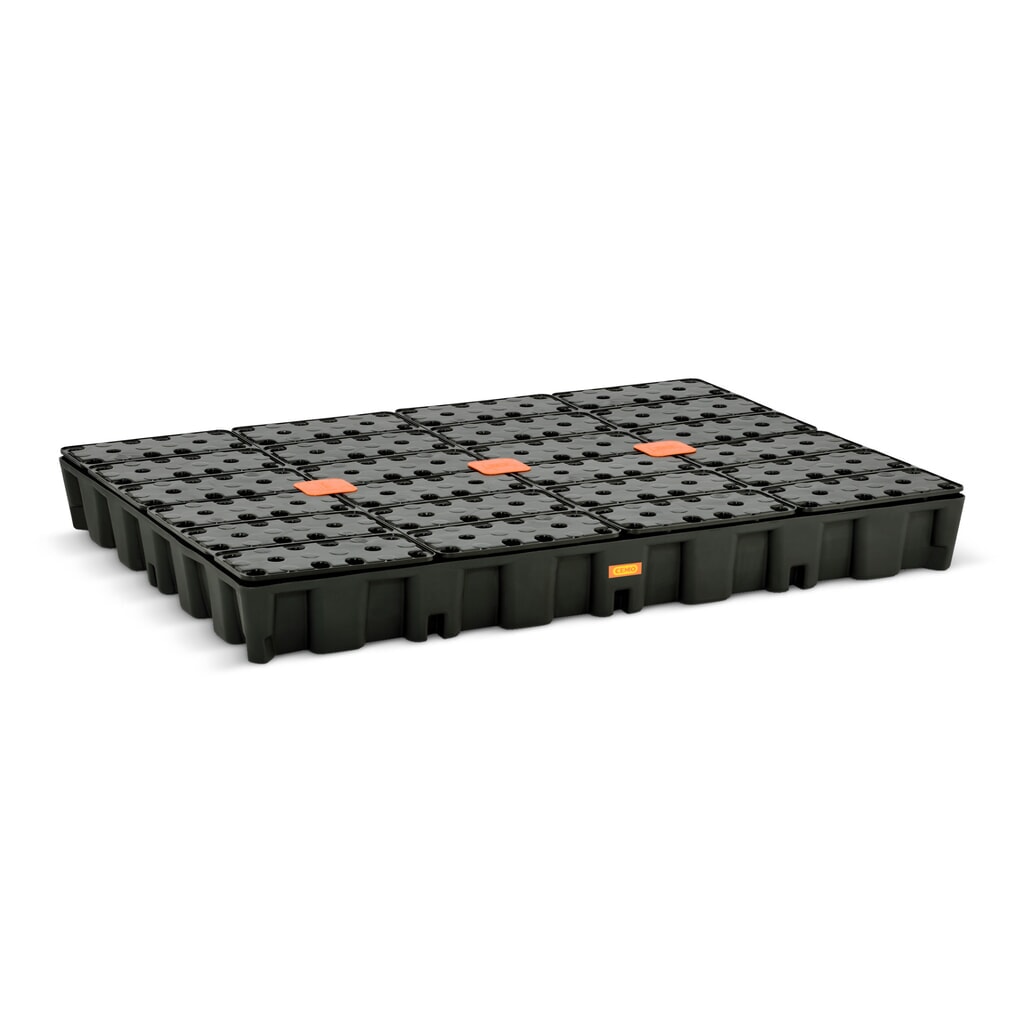 CEMO Kleingebinde-/Laborwanne aus PE, Auffangvolumen 250 l, mit PE-Rost Produktabbildung: CEMO Kleingebinde-/Laborwanne aus PE, Auffangvolumen 250 l, mit PE-Rost