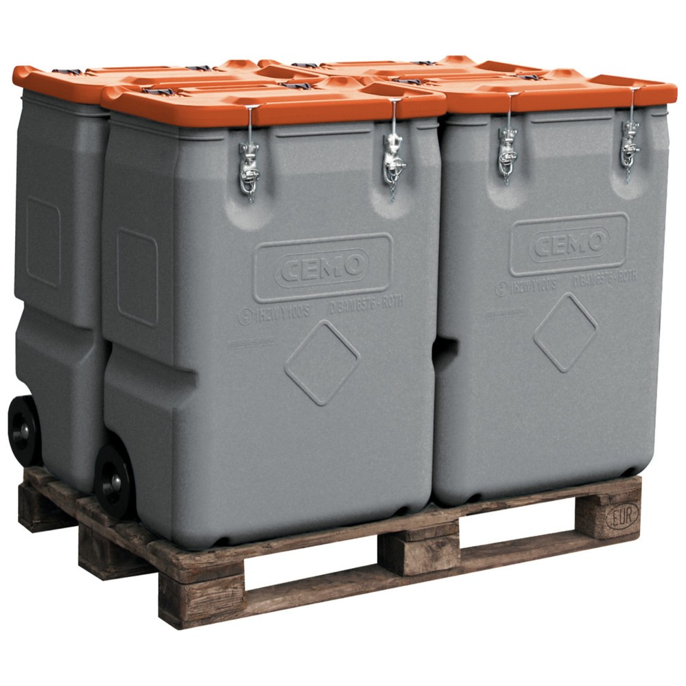 Produktabbildung: CEMO Mobil-Box, Gefahrgutzulassung, 170 l, Deckel orange