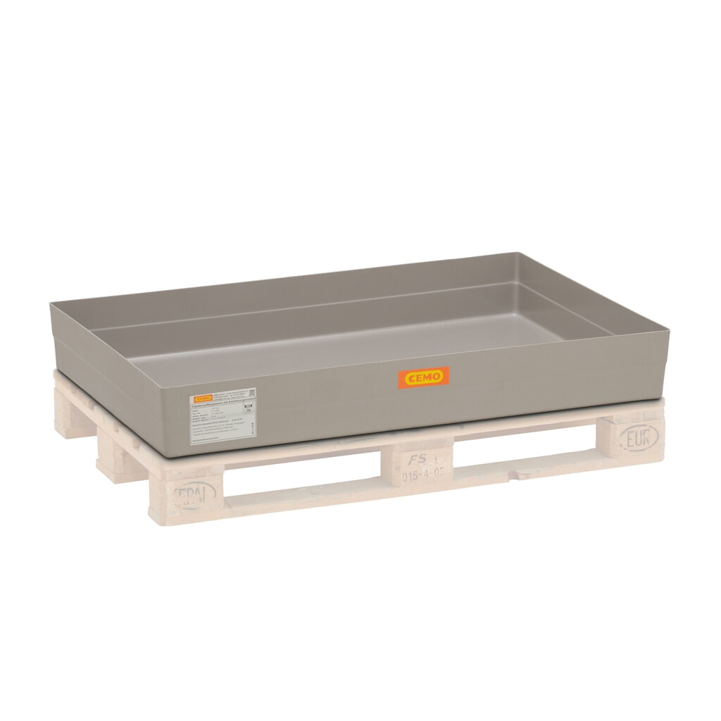 CEMO Paletten-Auffangwanne aus GFK, HxBxT 208 x 800 x 1.200 mm, ohne Gitterrost Produktabbildung: CEMO Paletten-Auffangwanne aus GFK, HxBxT 208 x 800 x 1.200 mm, ohne Gitterrost