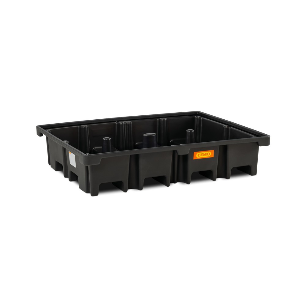 Produktabbildung: CEMO Palettenauffangwanne 425/4, für 2 Paletten 1.200 x 800 mm quer, Auffangvolumen 425 l, ohne Rost