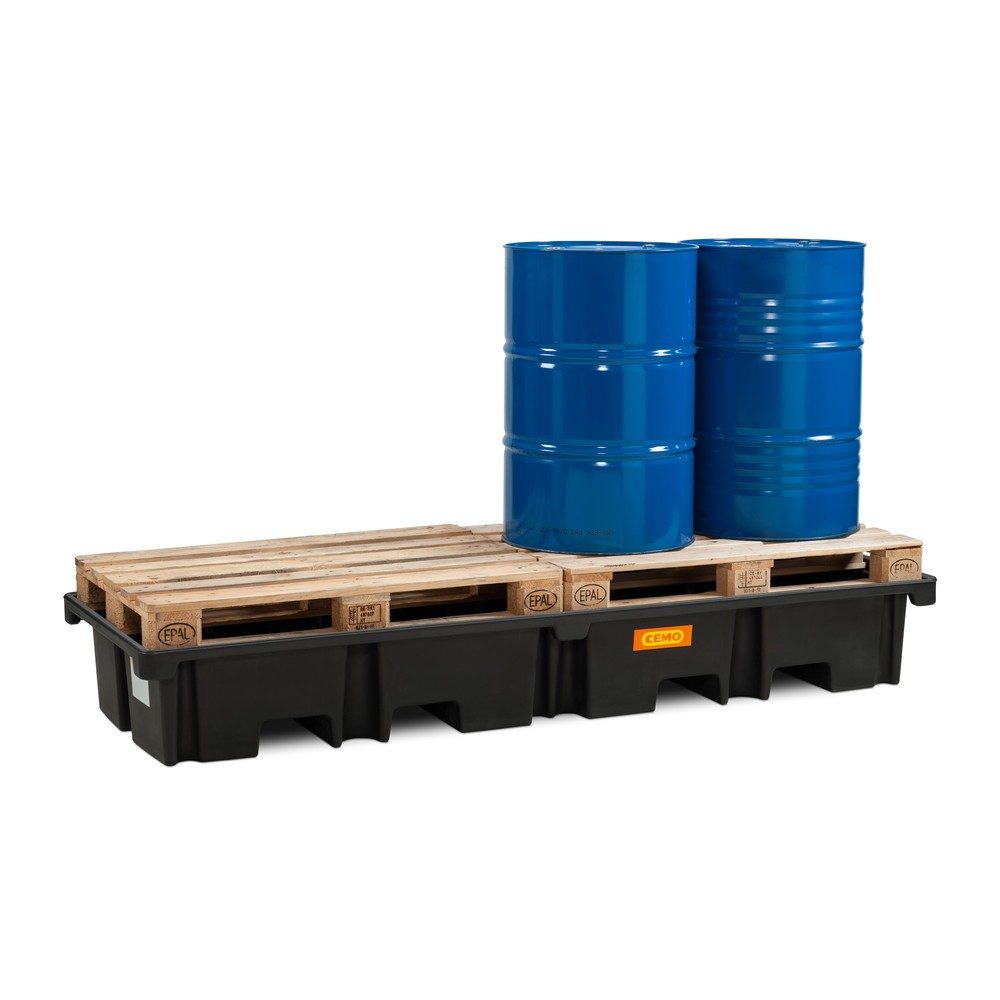 Produktabbildung Nr. 3: CEMO Palettenauffangwanne 425/4e, für 2 Paletten 1.200 x 800 mm längs, Auffangvolumen 425 l, ohne Rost