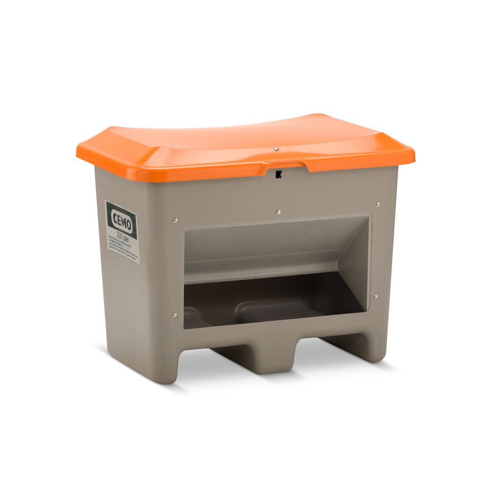 Produktabbildung Nr. 1: CEMO Streugutbehälter mit Entnahmeöffnung, grau/orange, 200 Liter, mit Staplertaschen