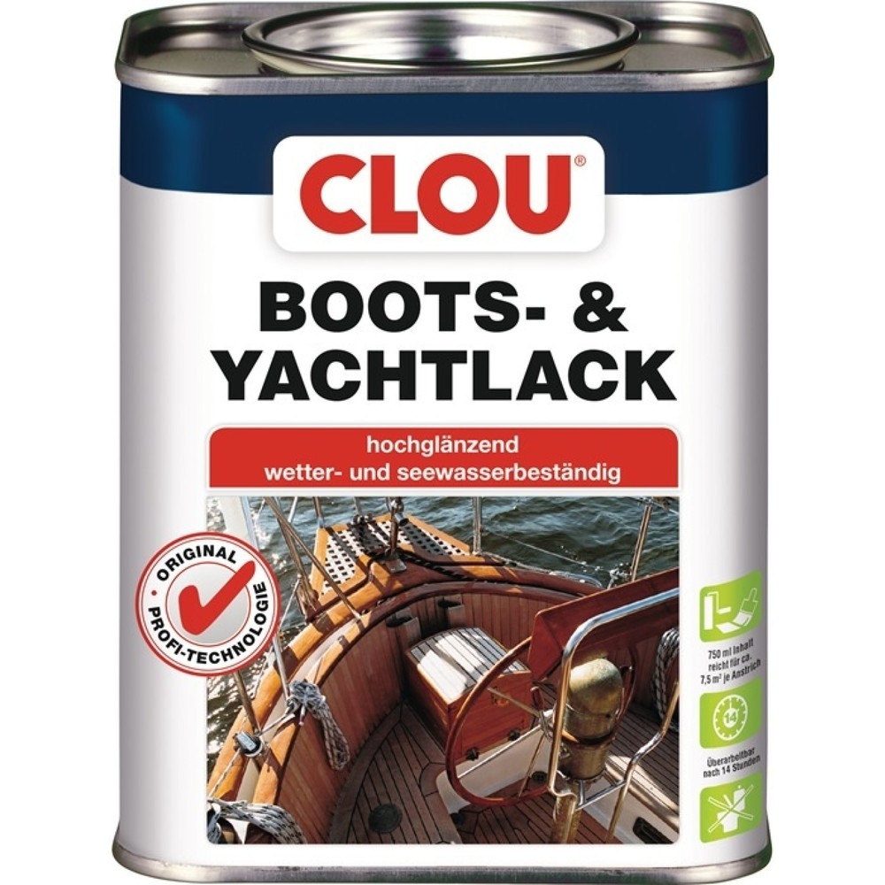 Produktabbildung: CLOU Boots-/Yachtlack, 0,75 l, farblos glänzend, Dose