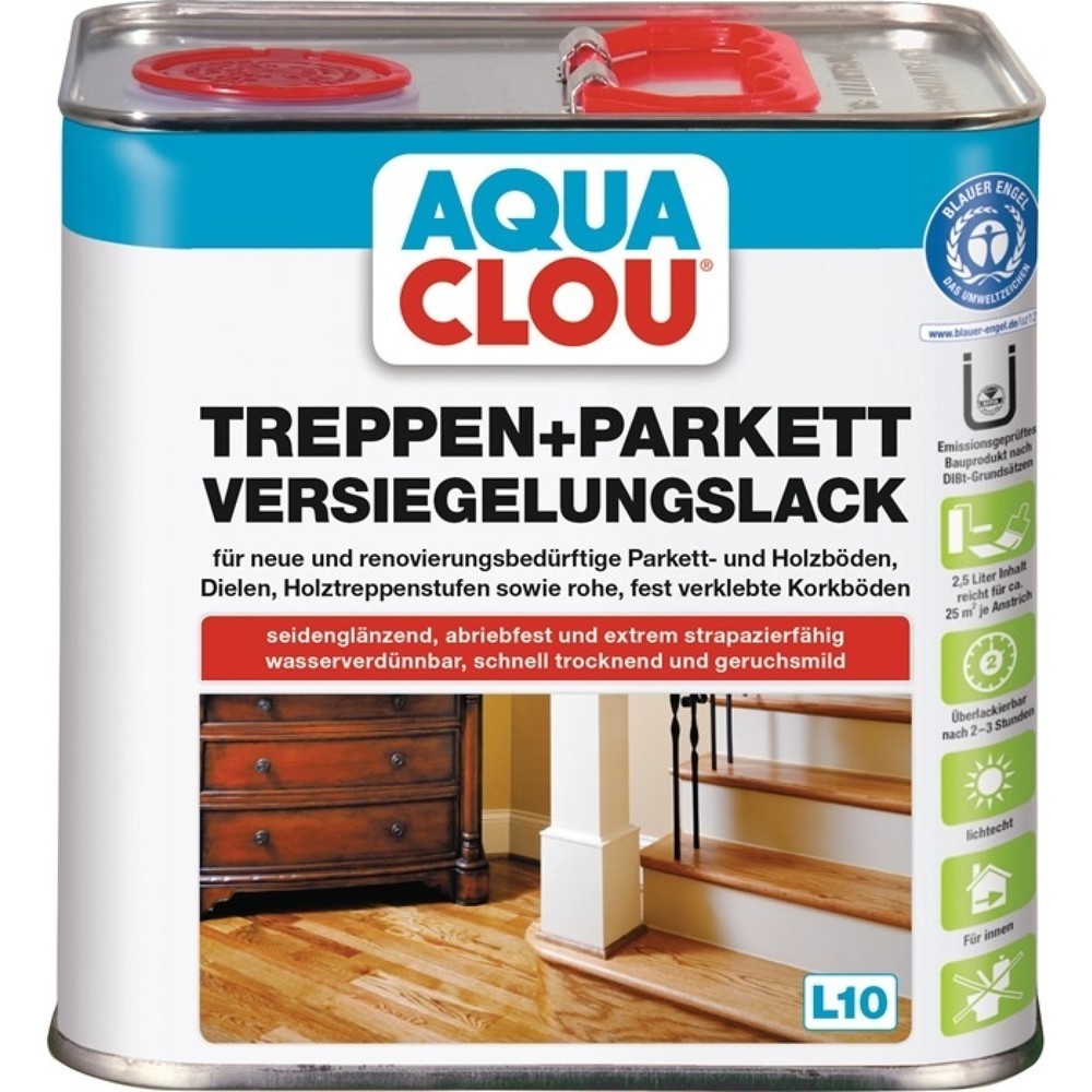 Produktabbildung: CLOU Treppen-/Parkettversiegelungslack L10, 2,5 l, farblos seidenglanz, Dose